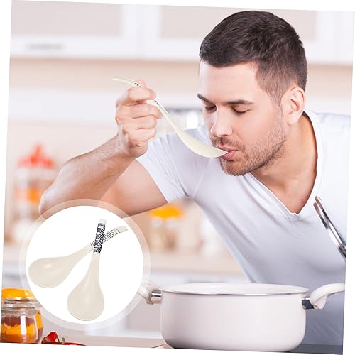 Miniatura 3 de Yardwe Juego de 2 cucharas de comedor de cerámica, cucharas de sopa grandes para el hogar, cocina, servir utensilios antiadherentes, seguros y