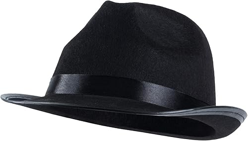 Vista 5 de Funny Party Hats Fedora para niños pequeños - Sombrero Fedora para niños - Gangster Fedora Black - Accesorios de disfraz para niños, Negro