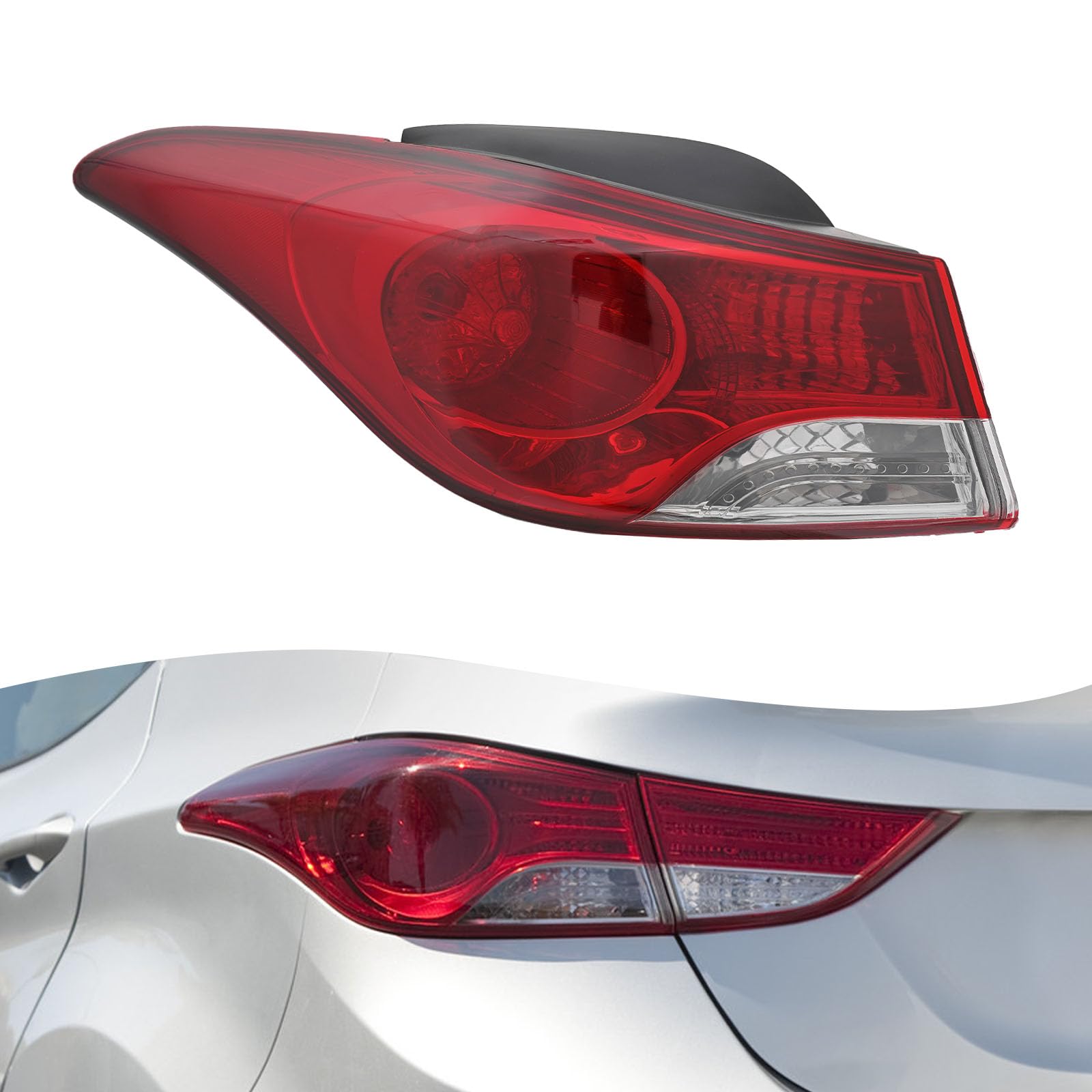 LYNICESHOP For Hyundai Elantra Sedan 2011 2012 2013 Halogen Models Outer Tail Light Assembly, Direct Replacement Left Side Rear Taillamp OE 924013Y000(Left Driver Side)