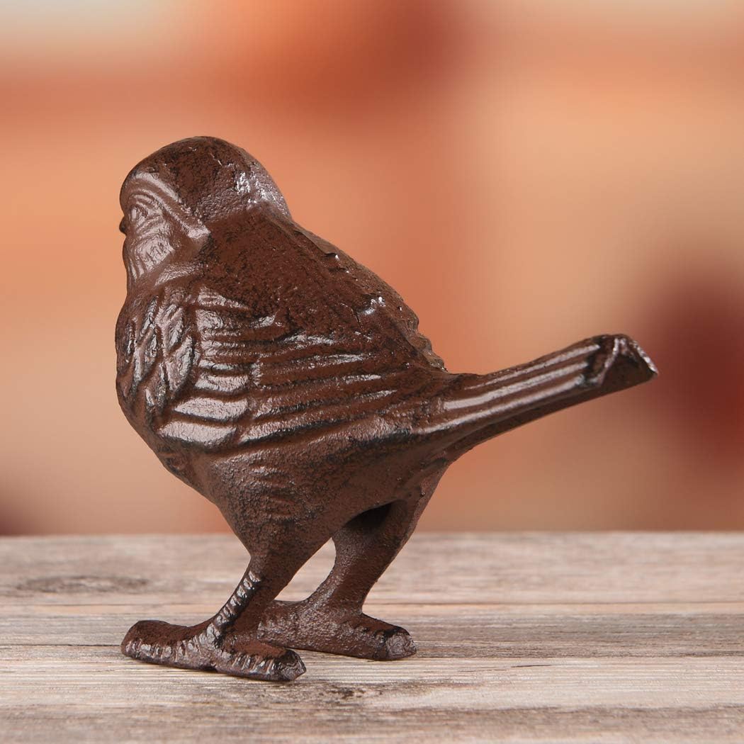 BRASSTAR Rustic Cast Iron Bird Statue Farmhouse Home Garden Desktop Decor Doorstop Collectible Figurines Gift Retro Rust Color TQGJPT284 - Image 7