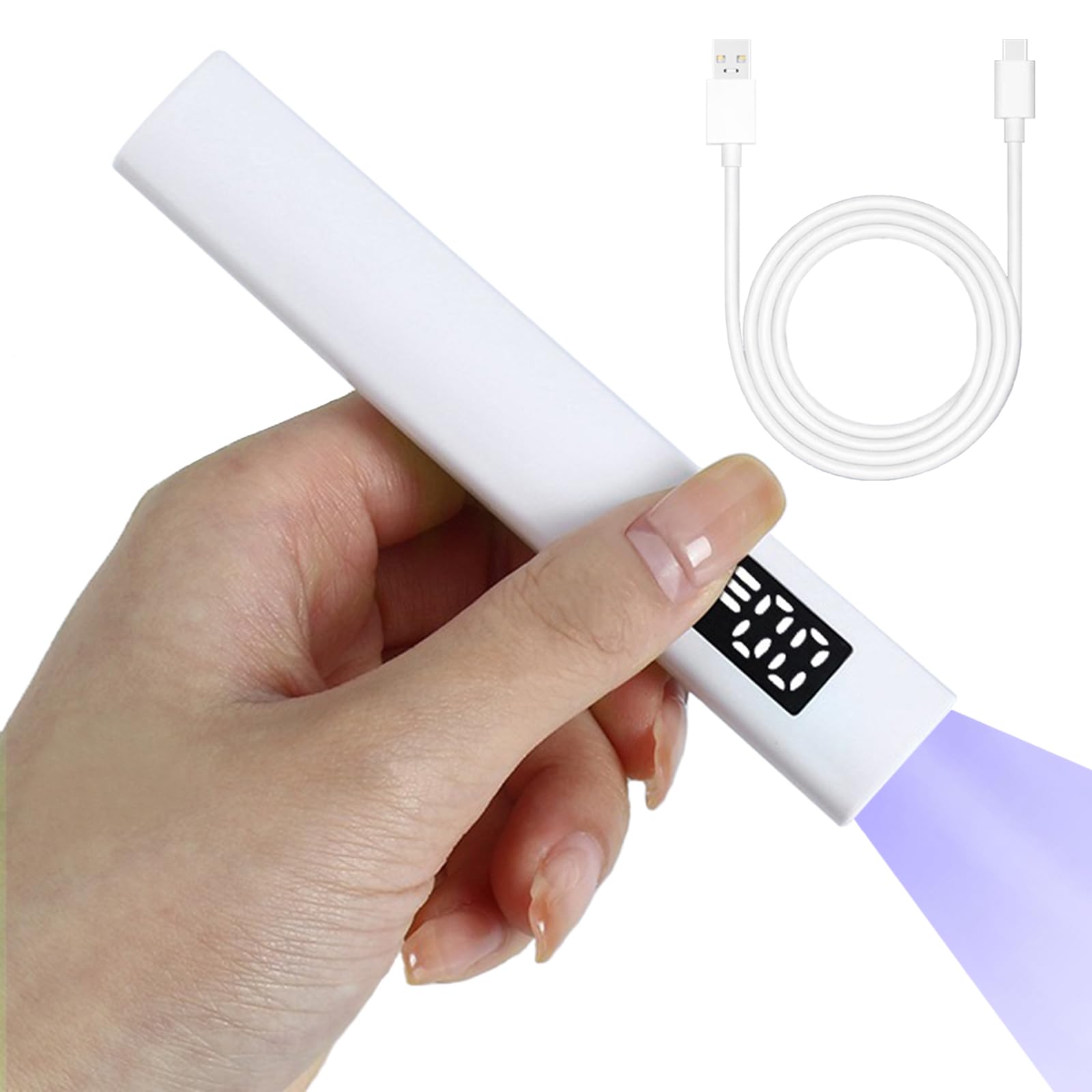 Handheld UV Nail Light for Nails Dryer Mini Nail LED Light with Stand, LCD Screen with 2 Timer - Cordless Rechargeable USB Gel X Lamp Fast Curing for Home DIY Manicure
