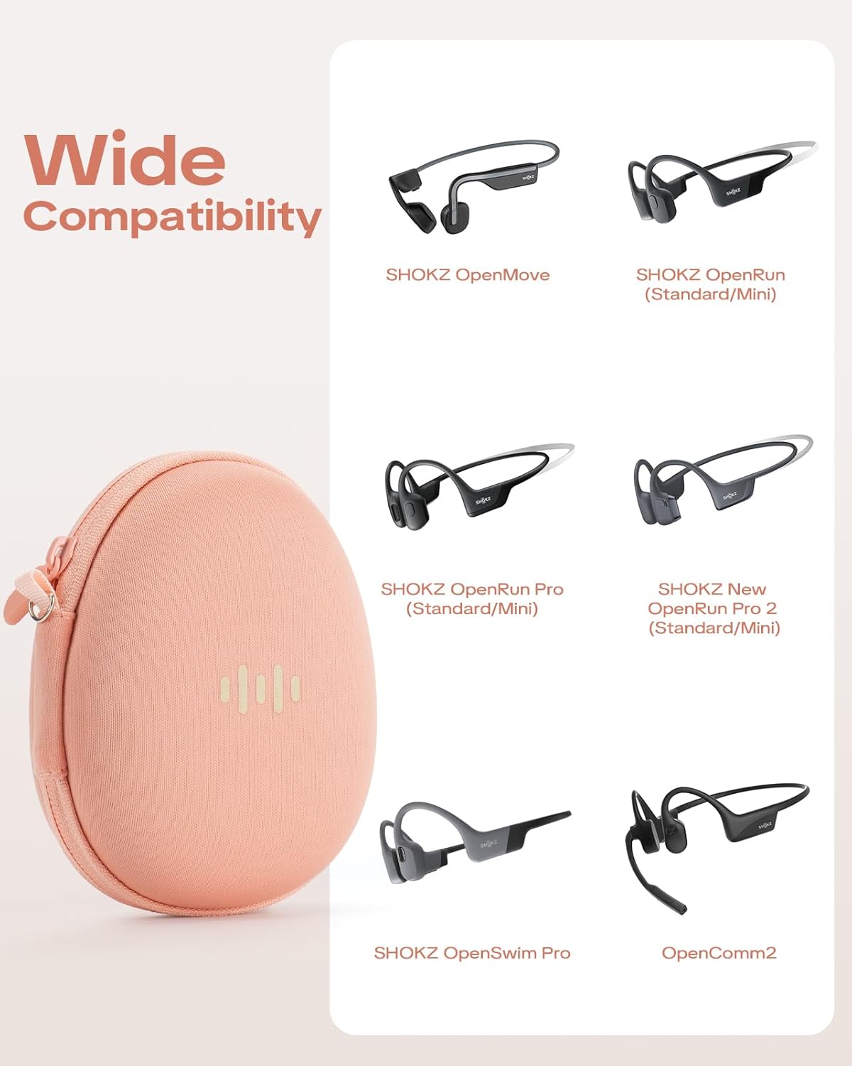 Headphone Case for Shokz OpenRun Pro 2/OpenRun/OpenSwim Pro/OpenMove Bone Conduction Headphones, Portable Hard Travel Carrying Case for PSIER/SUNGDOGIN/CXK Open-Ear Wireless Sport Headphones - Image 2
