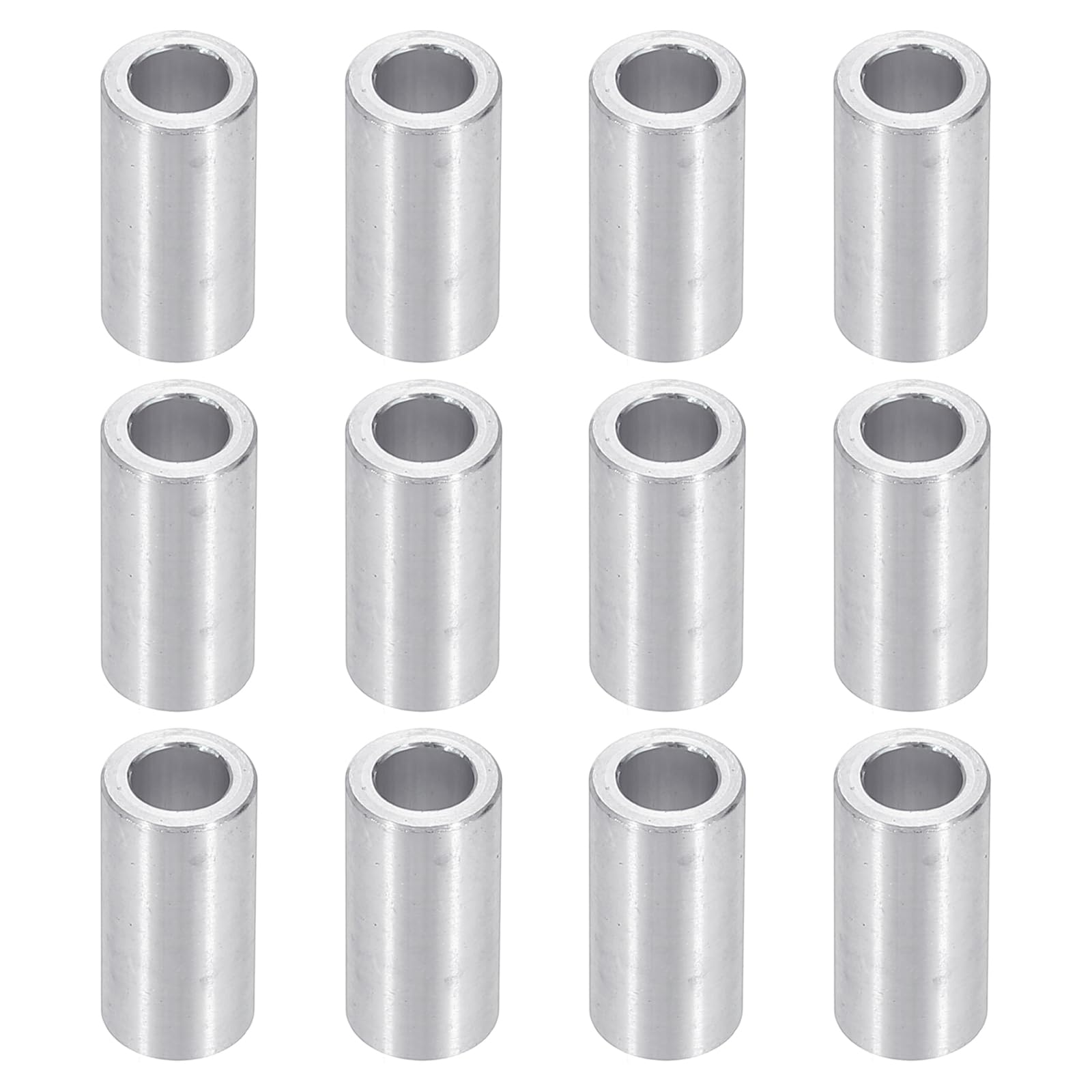 PATIKIL M6 Aluminum Spacers, 12pcs 1/4" x 3/8" Round Metal Spacers for 1/4 or M6 Screw Bolts, Unthreaded Standoff Bushing 1"L