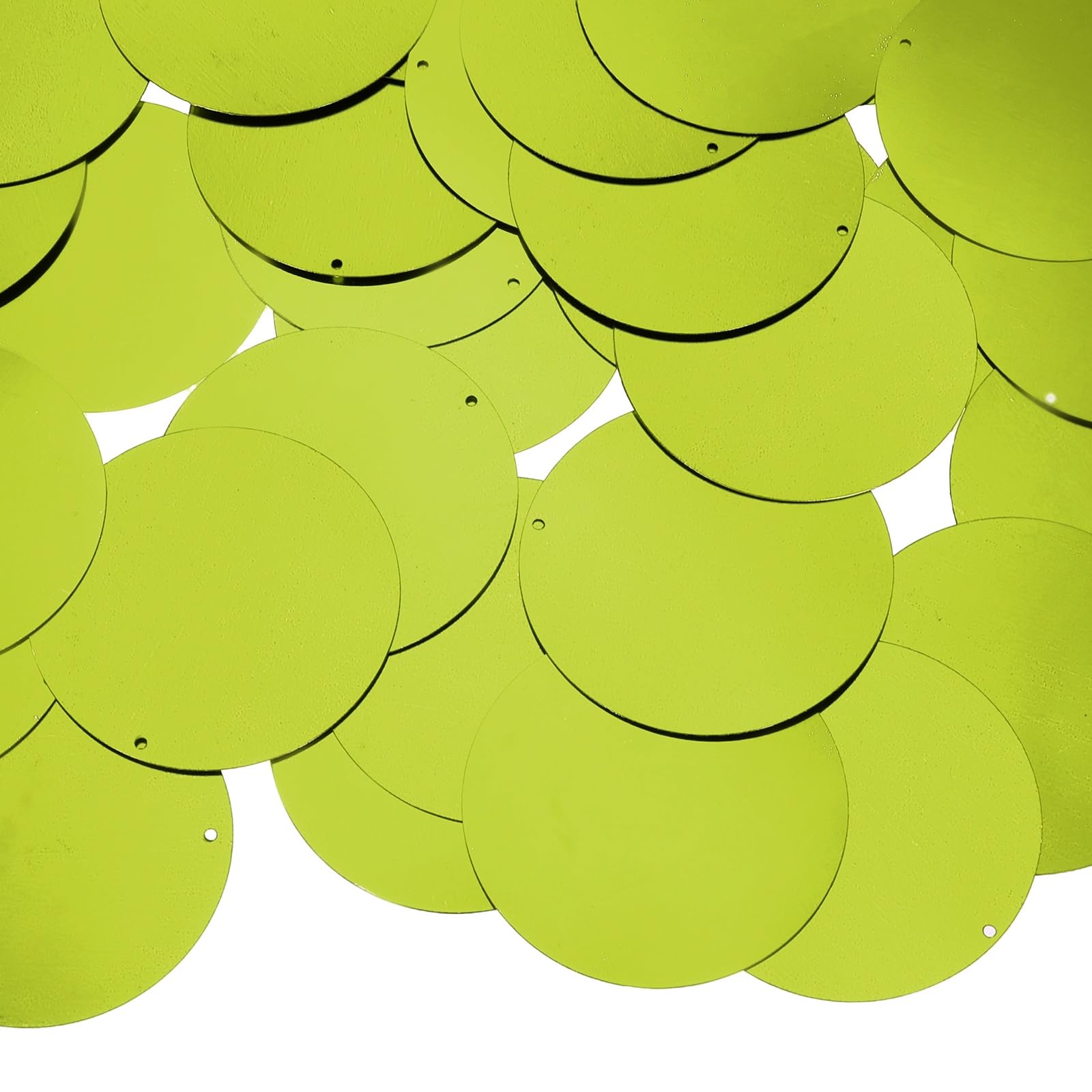 sourcing map 100 Pcs Flat Round Sequins 40mm/1.6 Inch Loose Paillettes Craft Sewing Sequins with Single Side Hole for DIY Embroidery Clothing Jewelry Making, Light Green, Silver Tone