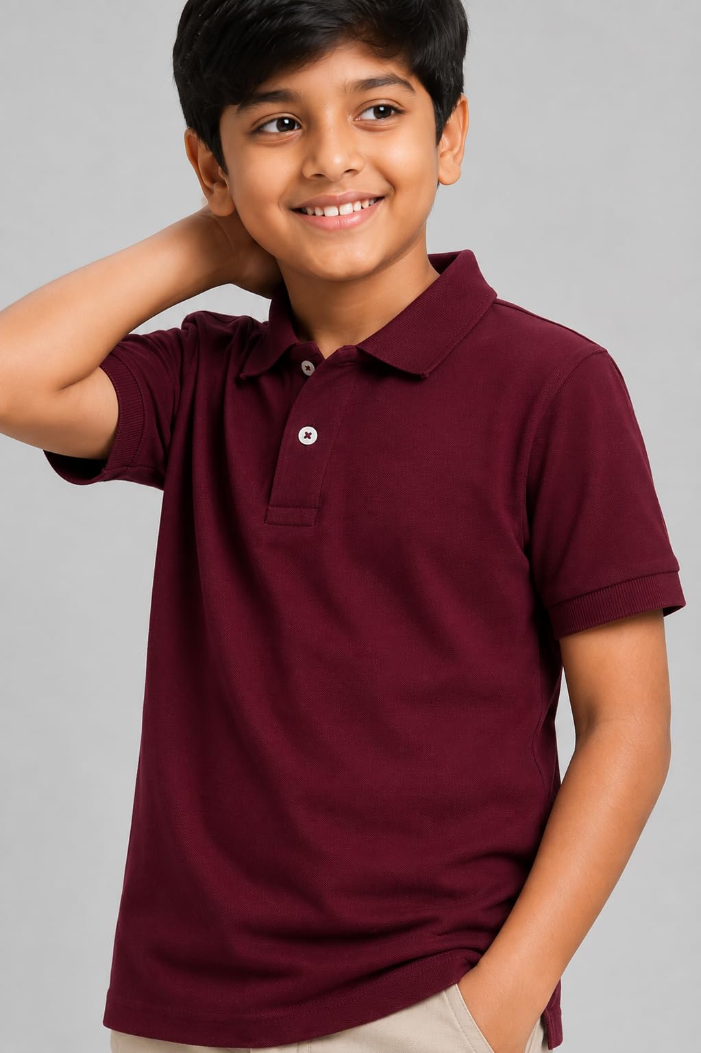 Kids Boys Cotton Polo T-Shirt | Regular Fit Collar Tee (2–16 Years) | Multi-Colour Variants-image-43