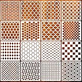 Geometric Stencils for Painting, 16PCS 6' Abstract Layering Stencils for Crafts Reusable, Drawing Templates for Scrapbooking Wall Furniture Tile, Greate for Card Making, Home Decor, Art DIY Projects
