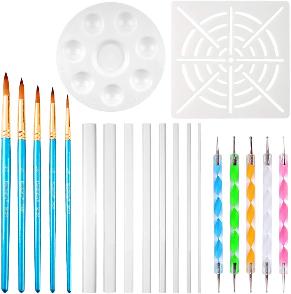 20pcs Mandala Dotting Tools Set for Painting Rocks,Painting Rocks Dot Kit,Mandala Stencils,Acrylic Stick,Point Drill Tool,Plus Stencil,Brush for Coloring,Drawing & Drafting,Kids' Craft,Nail Art