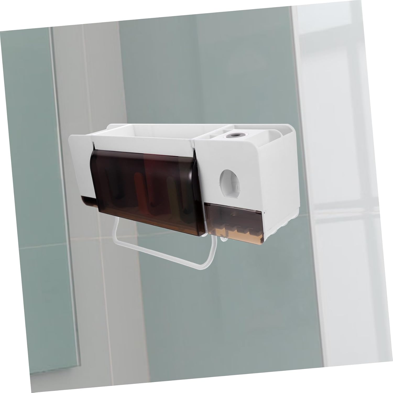 Amosfun Multifunctional Wall-Mounted Toothbrush Holder Easy Installation Strong Construction Organized Storage for Bathroom Accessories Space-Saving Design for Countertop Areas