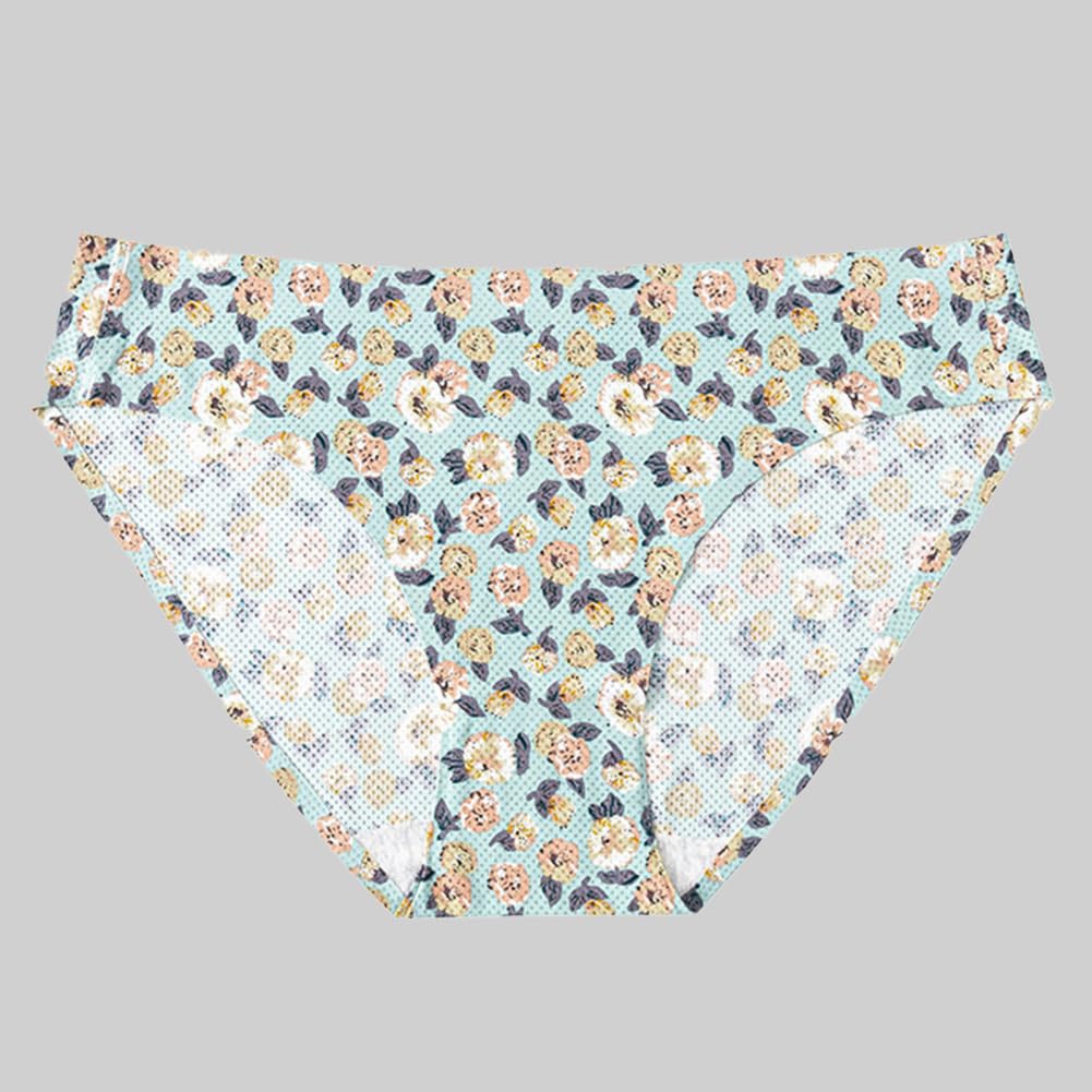 Breathable Ice Silk Thong Women High Waist Full Coverage Bikini Panties with Air Holes