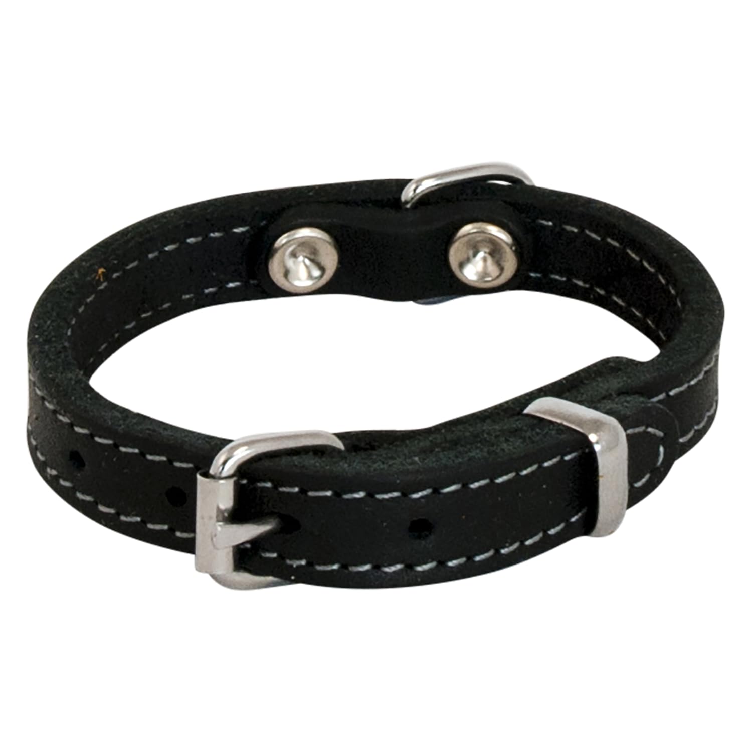 Collier pour chien cuir gras noir résistant aux tractions, matière douce anti-irritation
