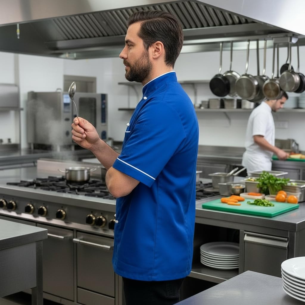 Giacca da cuoco,chef,pizzaiolo,ristorazione,cucina,pasticceria,panificio,mezza manica