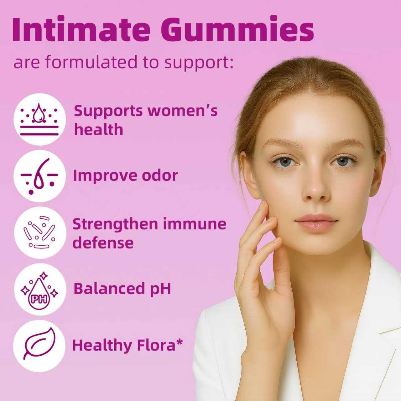 Her Juicy Feminine Probiotics Gummies with Slippery Elm, Tropical Pineapple Flavor ... - Image 3