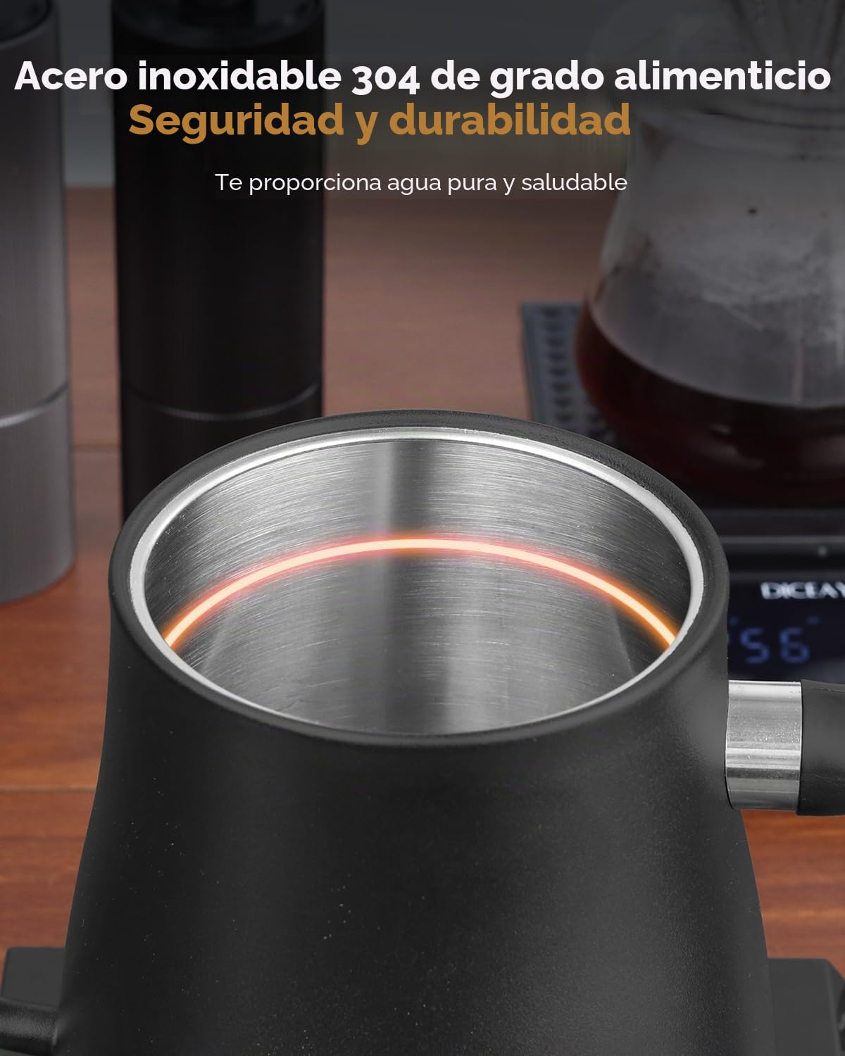 Hervidores eléctricos – Hervidor eléctrico de cuello de cisne con control de temperatura de 7 niveles, interior de acero inoxidable de 1 litro, calentamiento rápido de 1000 vatios