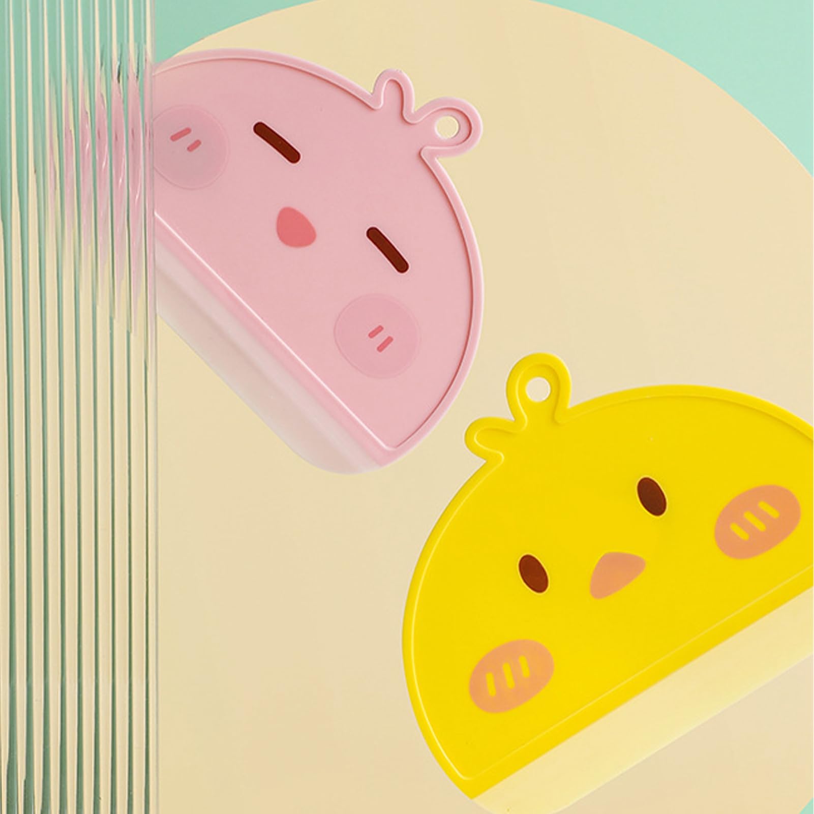 Mini Window Squeegee Cute Birds Shower Squeegee Cartoon Tiny Squeegee Window Mirror Water Scraper for Home Bathroom (Pink)