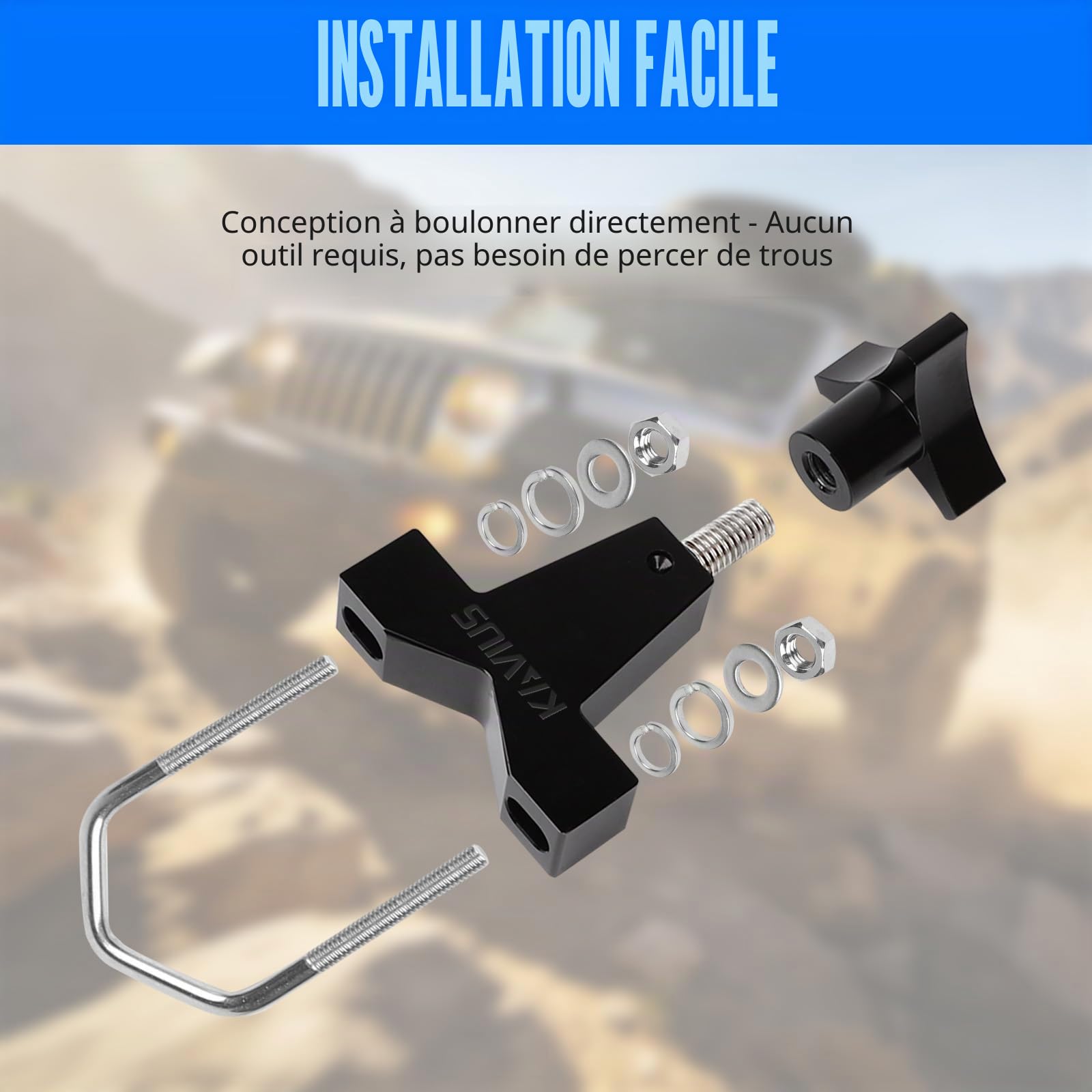Support de cric de Levage élevé, Support de Tube de 1 à 2,5 Pouces, Compatible avec Jeep RZR Offroad Polaris Universel pour véhicule Camion, Montage de cric de Levage Haut réglable