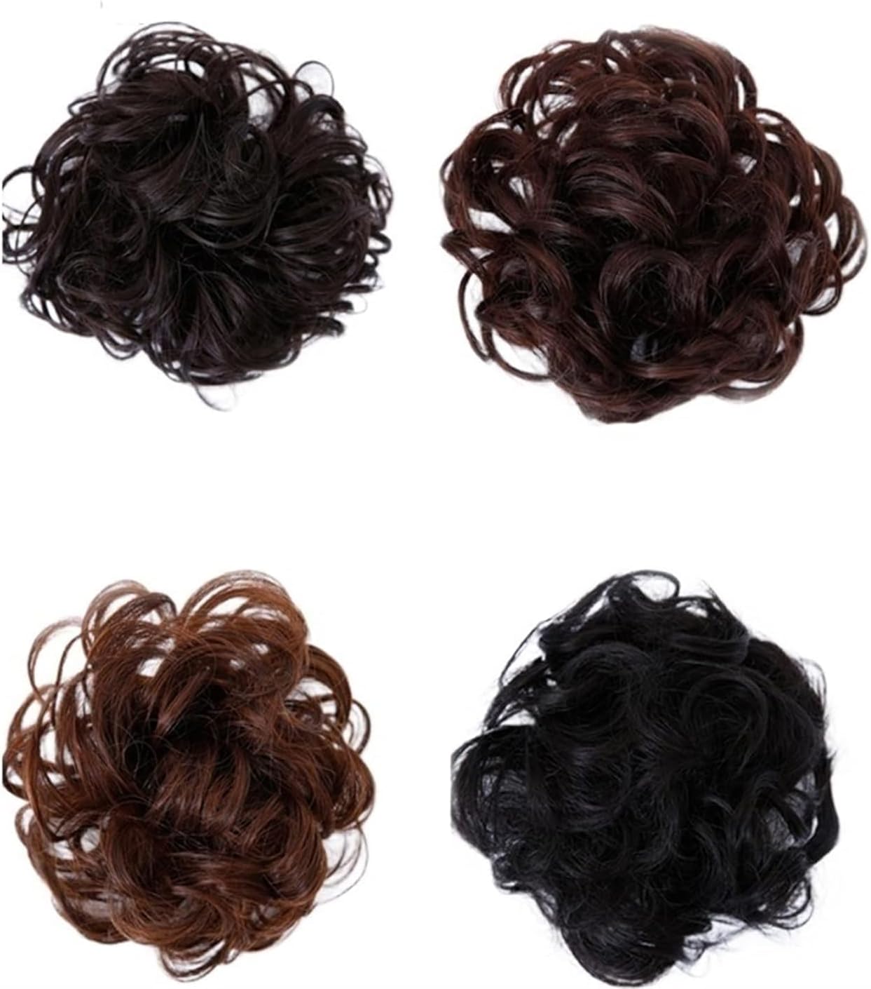 メッシーバンヘアピース メッシーバンヘアエクステンション 合成ヘアおだんごゴムバンドシュシュ アップヘアポニーテール カーリーウェー