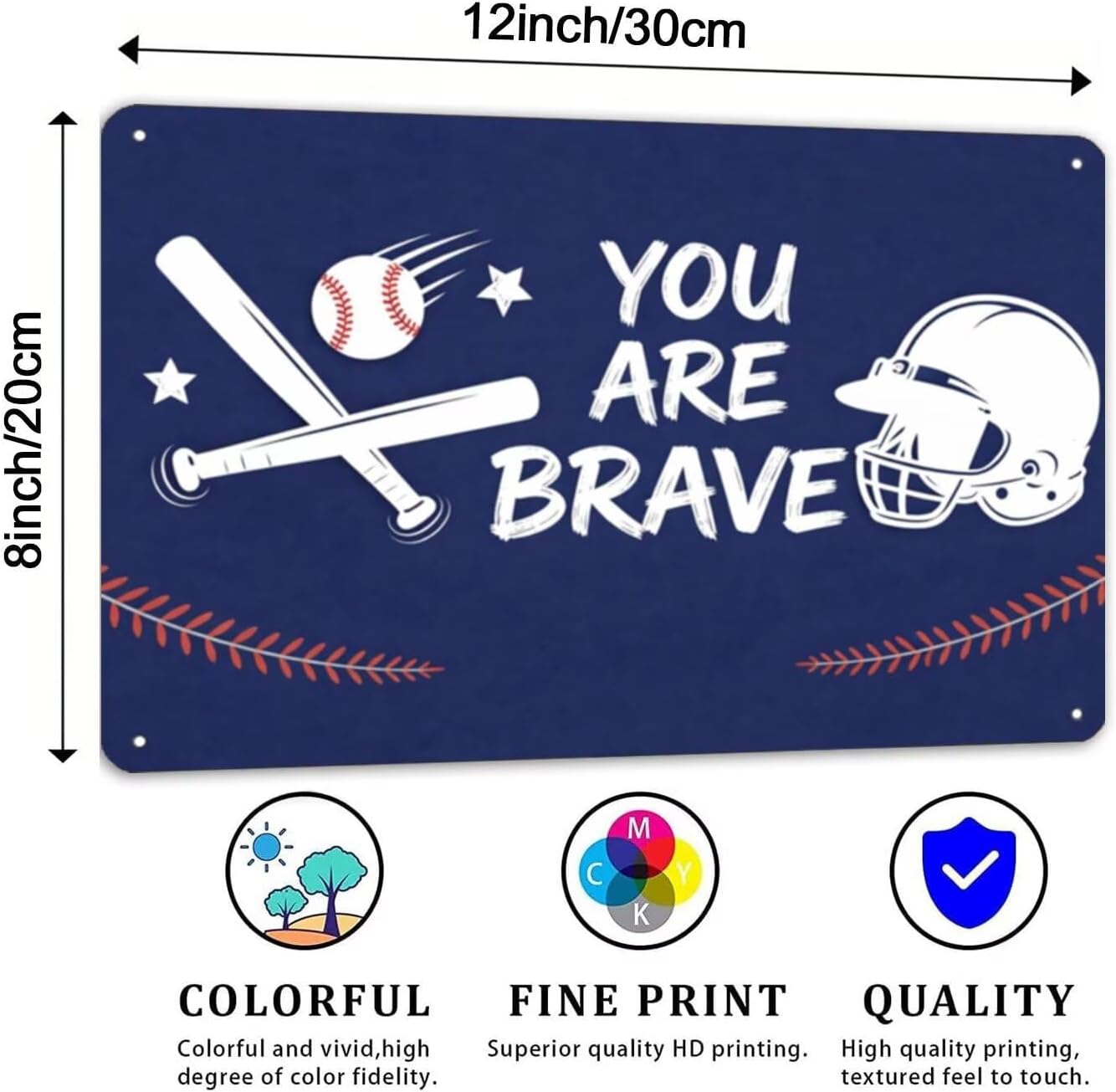 4 Pack Baseball Inspirational Metal Sign You Are Smart, Brave, Strong, Kind Wall Decor Motivational Baseball Wall Art for Kids Room Boys Bedroom Team Locker Sports Gifts image 2