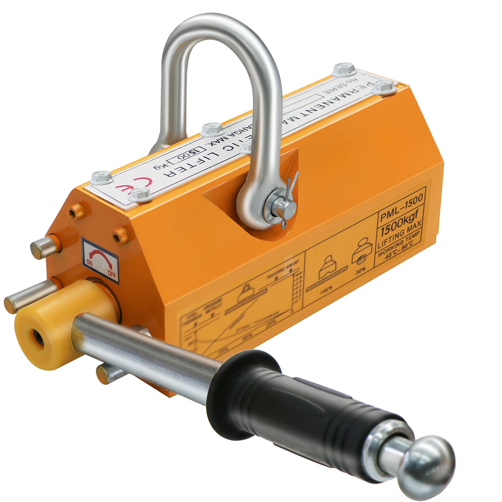 Magnet Lifting, 3300Lbs Permanent Lift Magnets with Release, 1500KG Lifting Magnet with Strong Neodymium Magnets, Used in Shop Crane, for Hoist, Board, Lifting Plate Steel