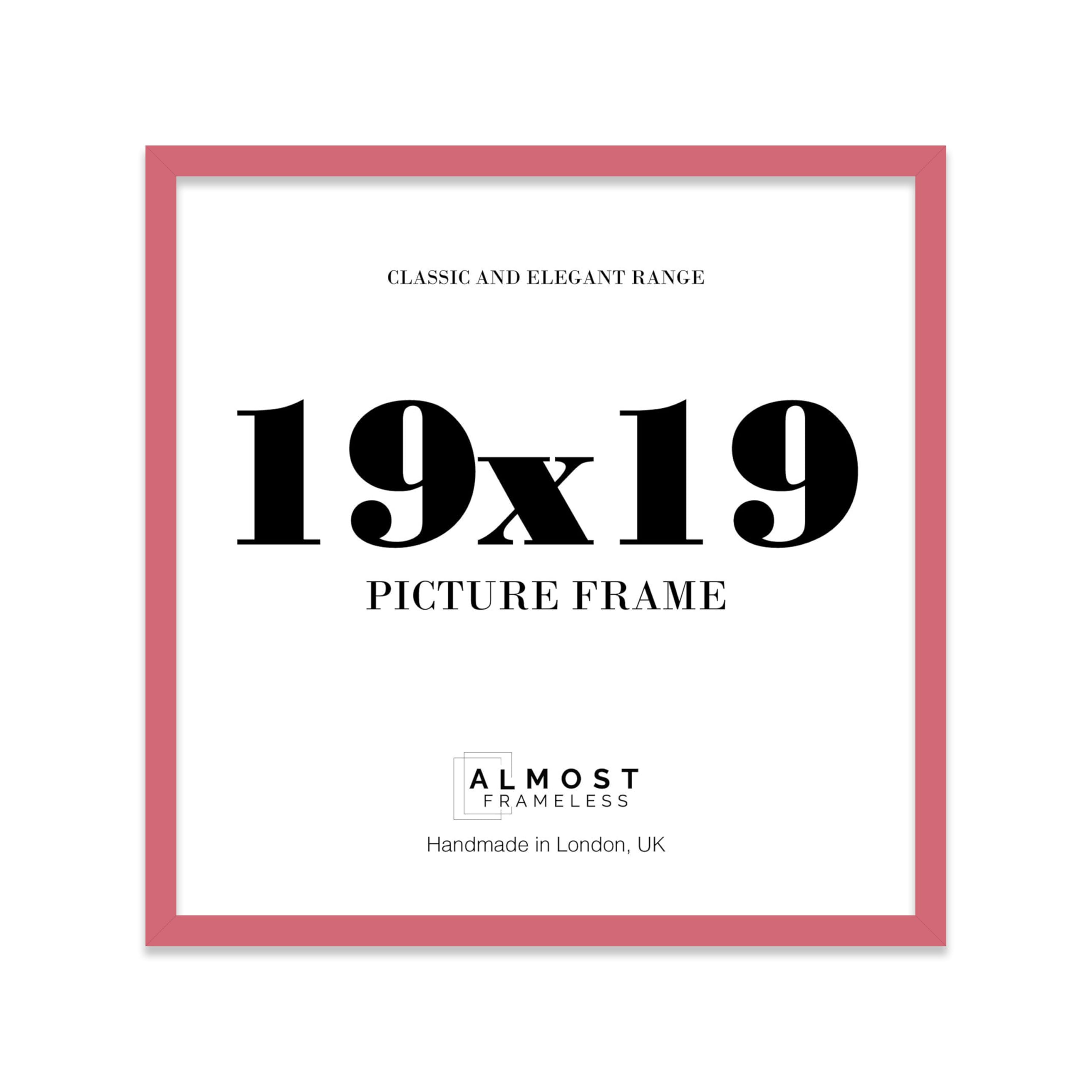 19x19 Pink Picture Frame for Square Photos, Posters, Prints & Artwork, (20.3 x 15.2cm) Wall Display Slim Edge Photo Frame for Home, Office, Gallery Wall, 1 Pack