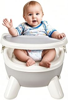 Silla para Comer de Bebé | Silla Infantil de Comedor con Diseño de Dinosaurio,con 2 Bandejas Extraíbles y Asiento Ergonómico, para Alimentación en Casa, Guardería o Exteriores