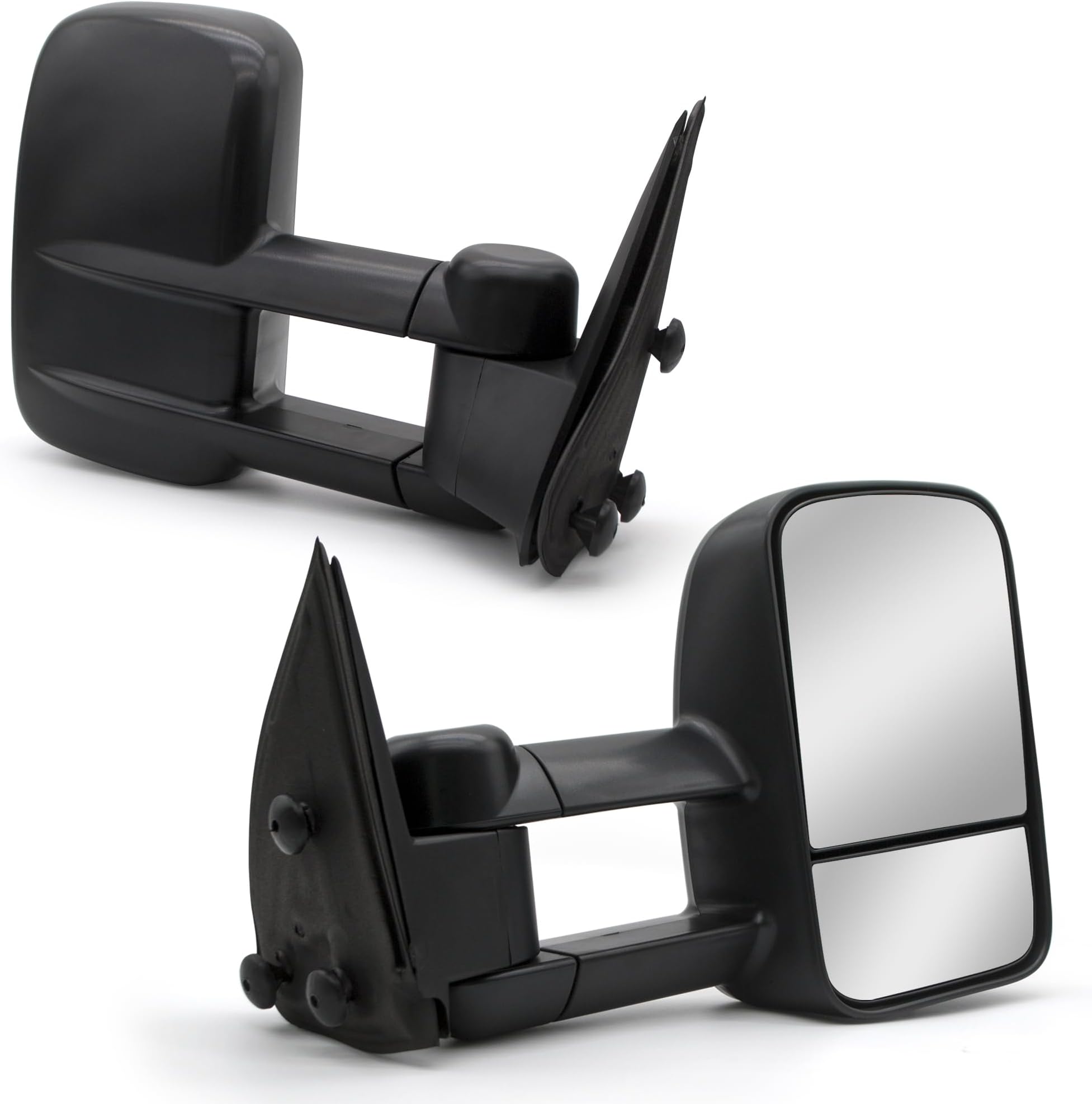 TOEMIRR Towing Mirrors fit for 1999 2000 2001 2002 2003 2004 2005 2006 Chevy Silverado Tahoe Suburban Avalanche GMC Sierra Yukon Compatible withCadillac Escalade Manual Telescopic Black Tow Mirror