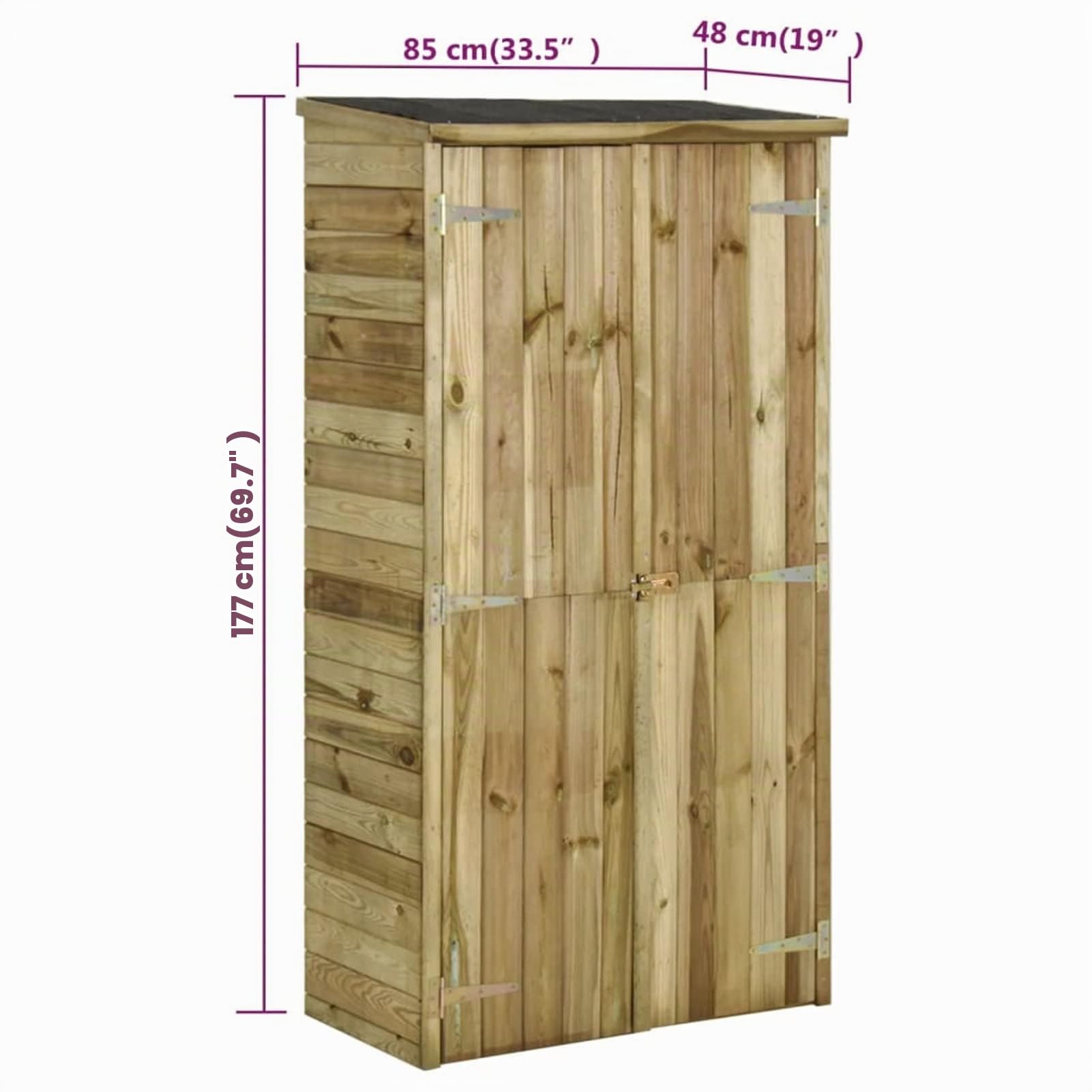Tidyard Cobertizo Caseta de Jardín Exterior Armario Herramientas de Jardinería Caseta Herramientas Jardín Cobertizo Organizadador,con 3 estantes y 1 Compartimento Grande Madera Pino 85x48x177 cm