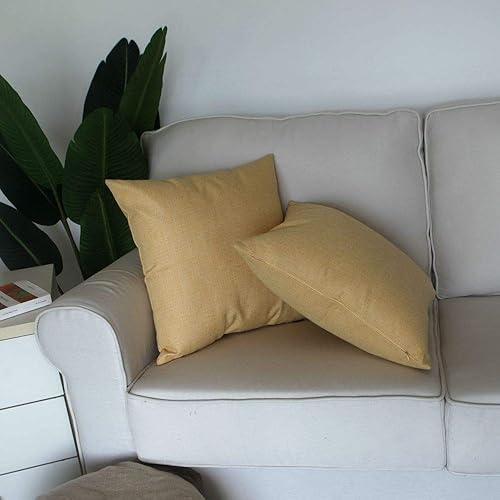Miniatura 9 de Artcest Juego de 2 fundas de almohada decorativas de lino rústico naranja, fundas de cojín elegantes de arpillera para decoración de sofá y sala de