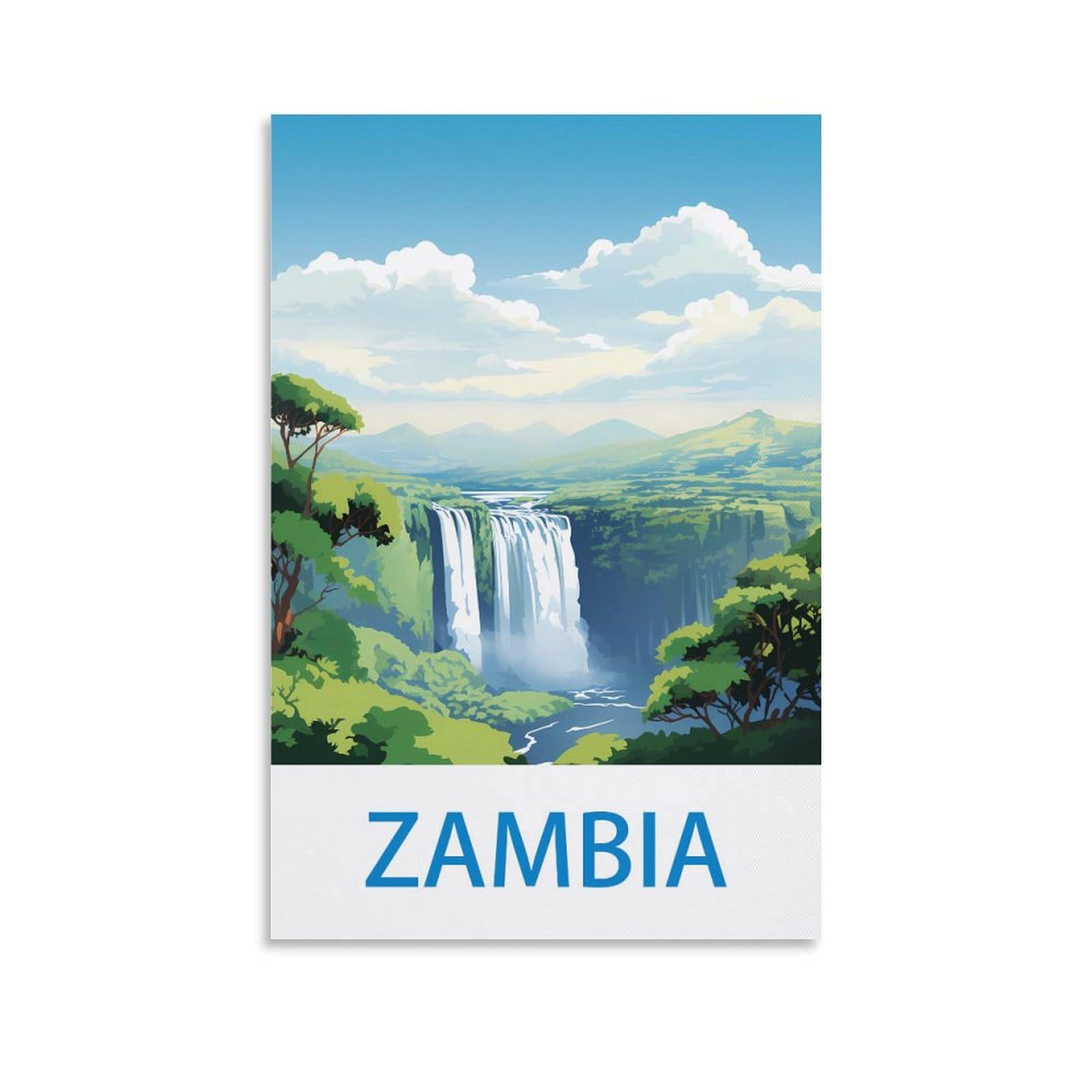 Ndoud Unframe-Style Zambia Vintage Travel Poster 08X12inch(20X30cm) Wall Art Picture Print Canvas Painting For Living Room Home Decor