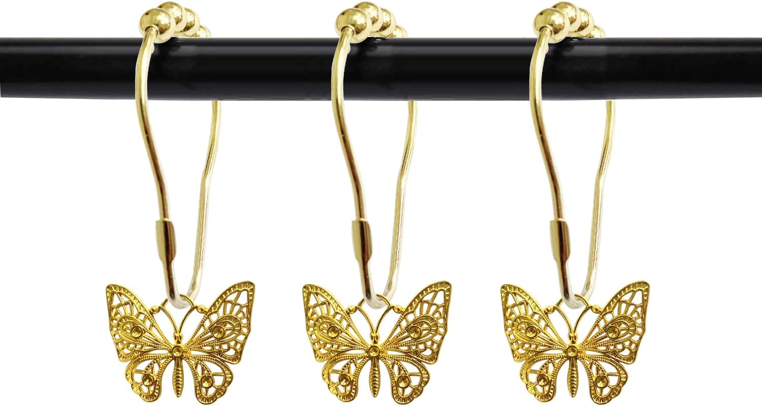 ZILucky Set of 12 Butterfly Shower Curtain Hooks, House