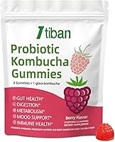 Vista 1 de Gomitas probióticas de kombucha: prebióticos, probióticos, postbióticos, suplemento de fibra, olmo resbaladizo para hinchazón, salud intestinal