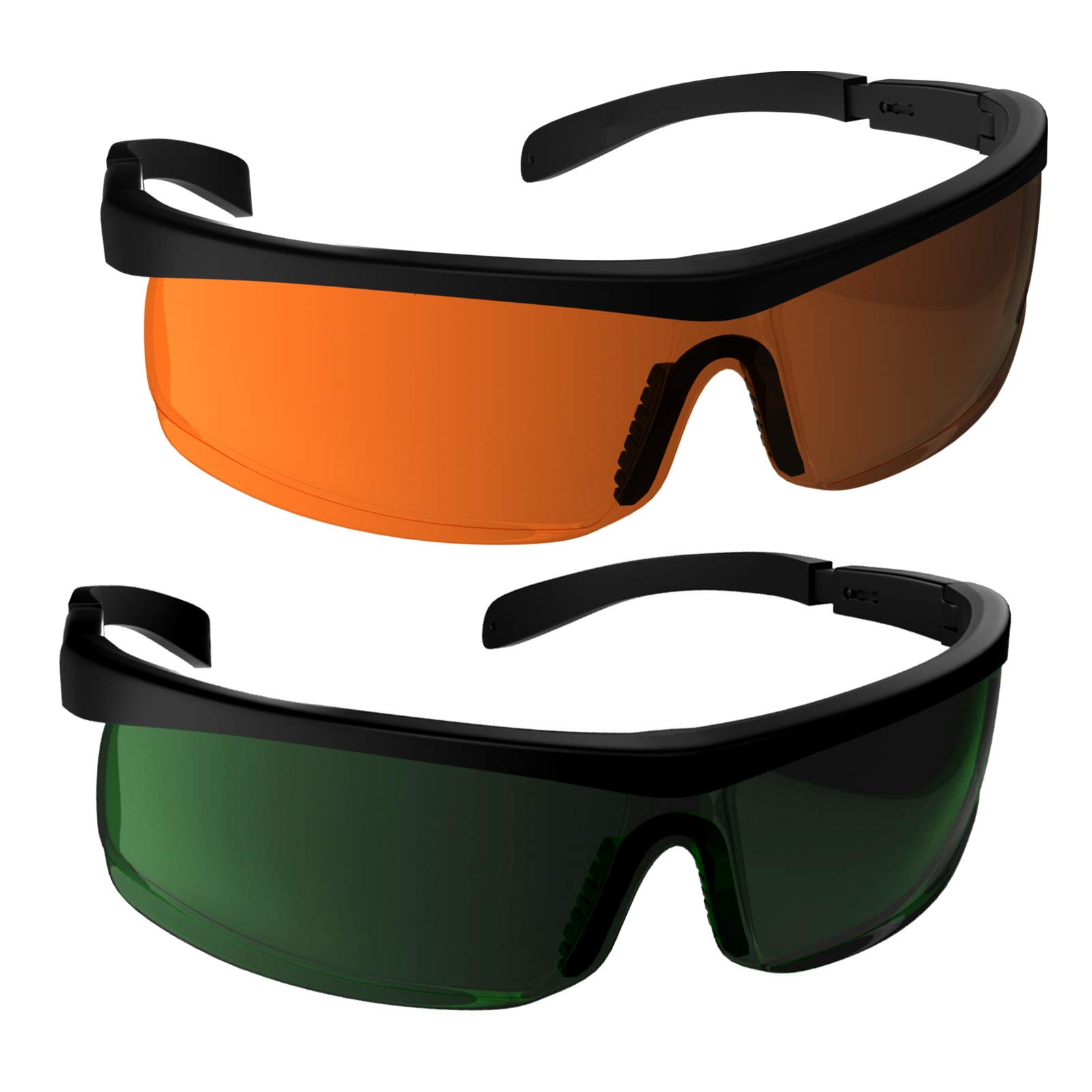 CONNOO 2 Pcs LED Grow Room Glasses, Safety Indoor Hydroponics HPS & MH LED Eye Protection Glasses for Color Correction Green & Orange