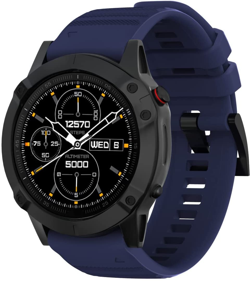 METEQI Soft Silicone Replacement Bands Strap 22mm Compatible for Garmin Fenix 7/Fenix 6/Fenix 6 Pro/Fenix 5/Fenix 5 Plus/Forerunner 935/Approach S60