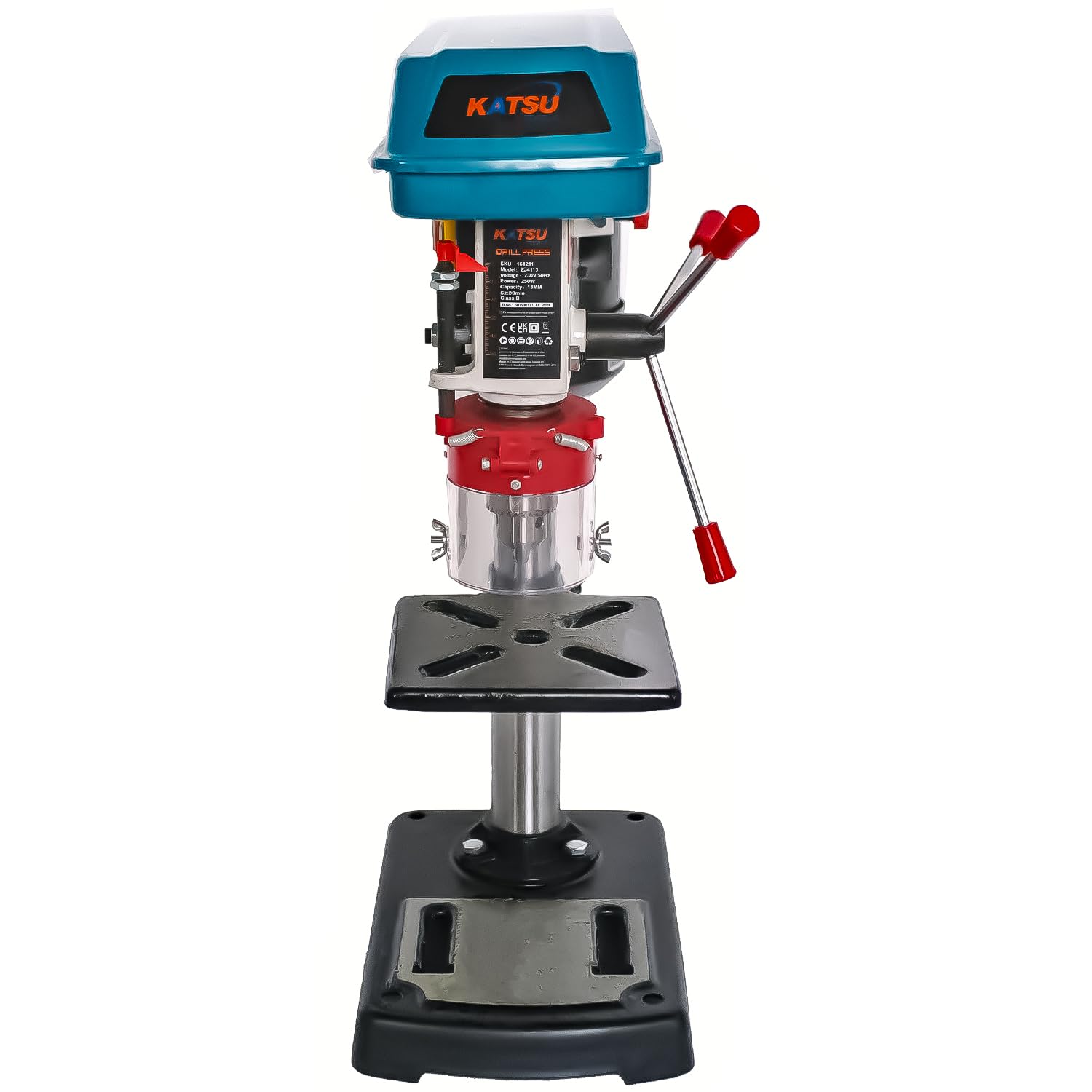 KATSU Tools Taladro de columna de banco 250 W + mandril 13 mm + interruptor electrónico de 5 vel. + profundidad de perforación 50 mm + 2620 rpm