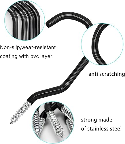 Miniatura 2 de Ganchos de almacenamiento de bicicleta resistentes negros para colgar en la pared, ganchos grandes para pared, techo