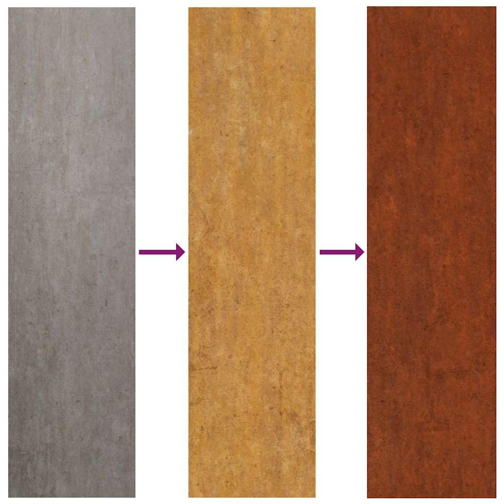 Bordatura per prato, 10 pezzi, marrone, 100 x 0,05 x 30 cm, in acciaio resistente alle intemperie, per prato, aiuole, paesaggistica, durevole bordo per aiuole