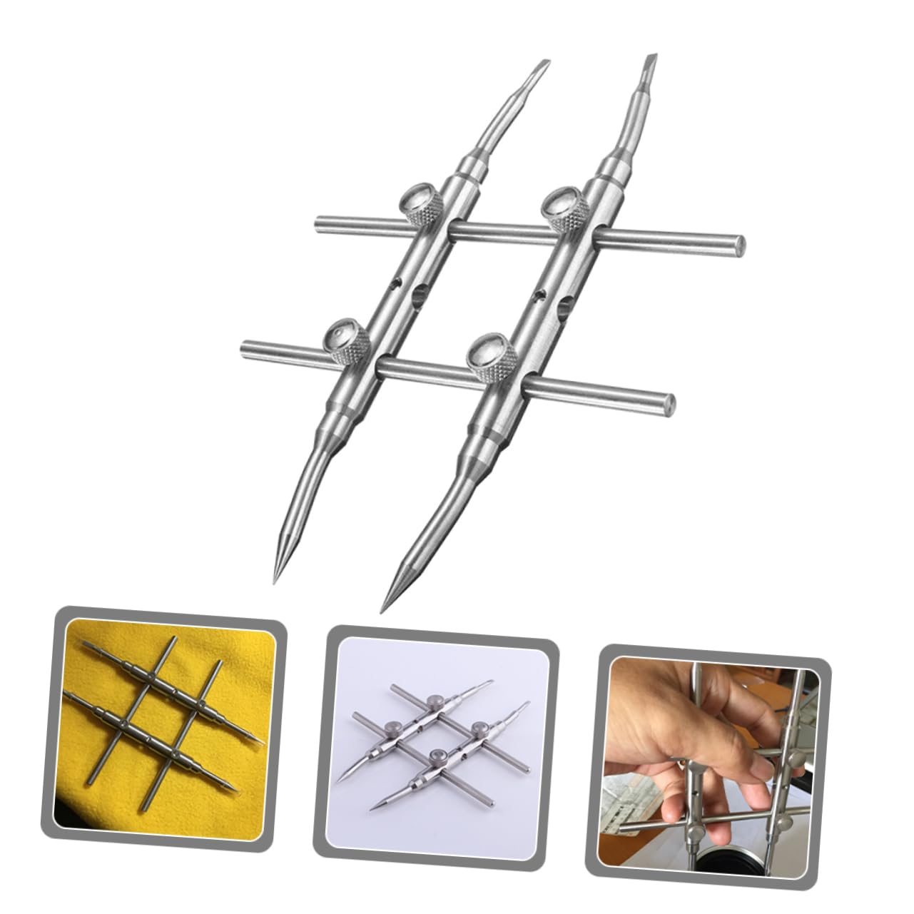 UKCOCO Metall Silber mit Ergonomischem Design Kameraobjektivschlüssel und Festem Griff Werkzeug zur Linsenreparatur und Öffnungsschlüssel für Teleskoplinsen