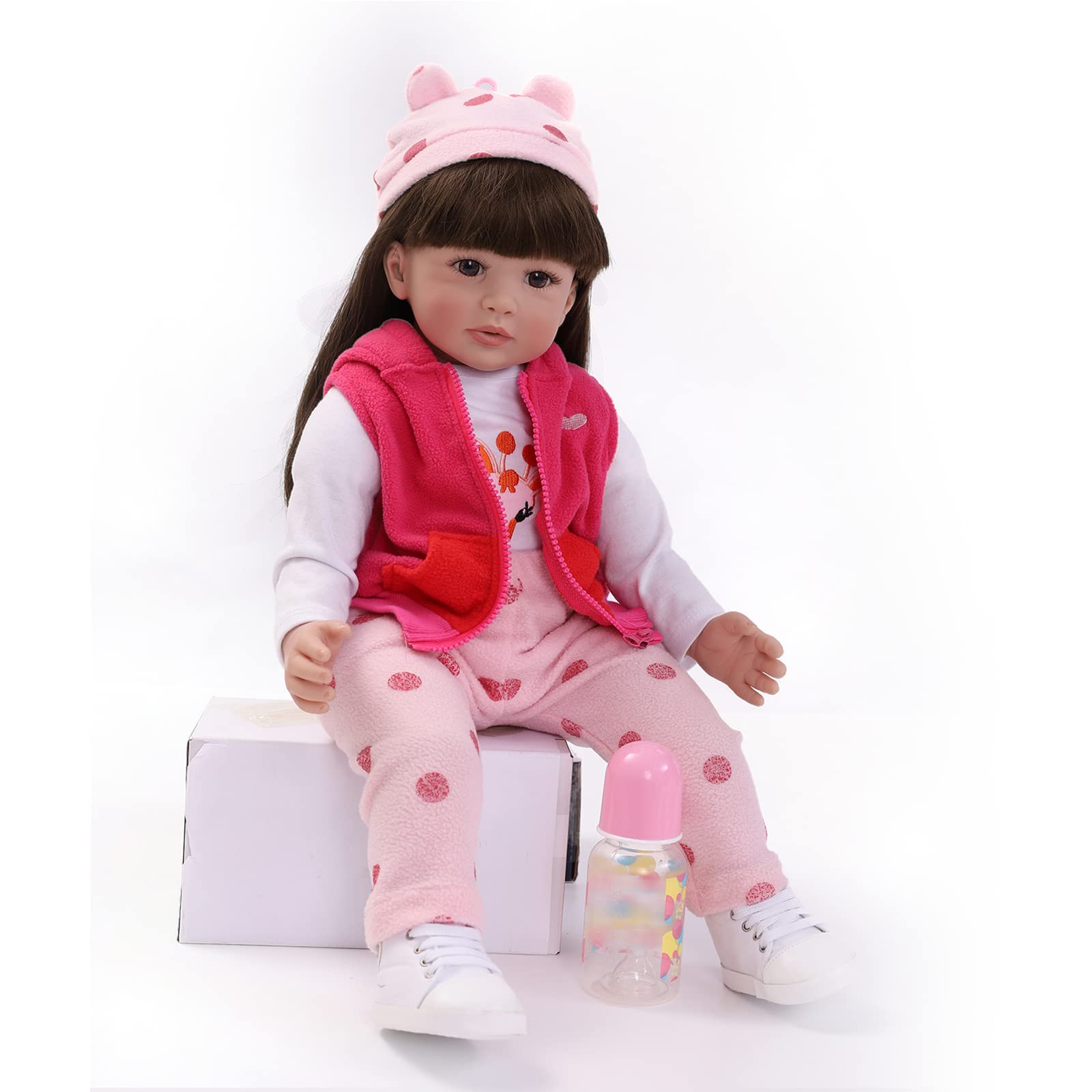 ZIYIUI Muñecas Reborn Niña 22''/55cm Realista Vinilo de Silicona Suave Hecho a Mano Toddler Babies Baby Niña Magnetismo Juguetes Bebe