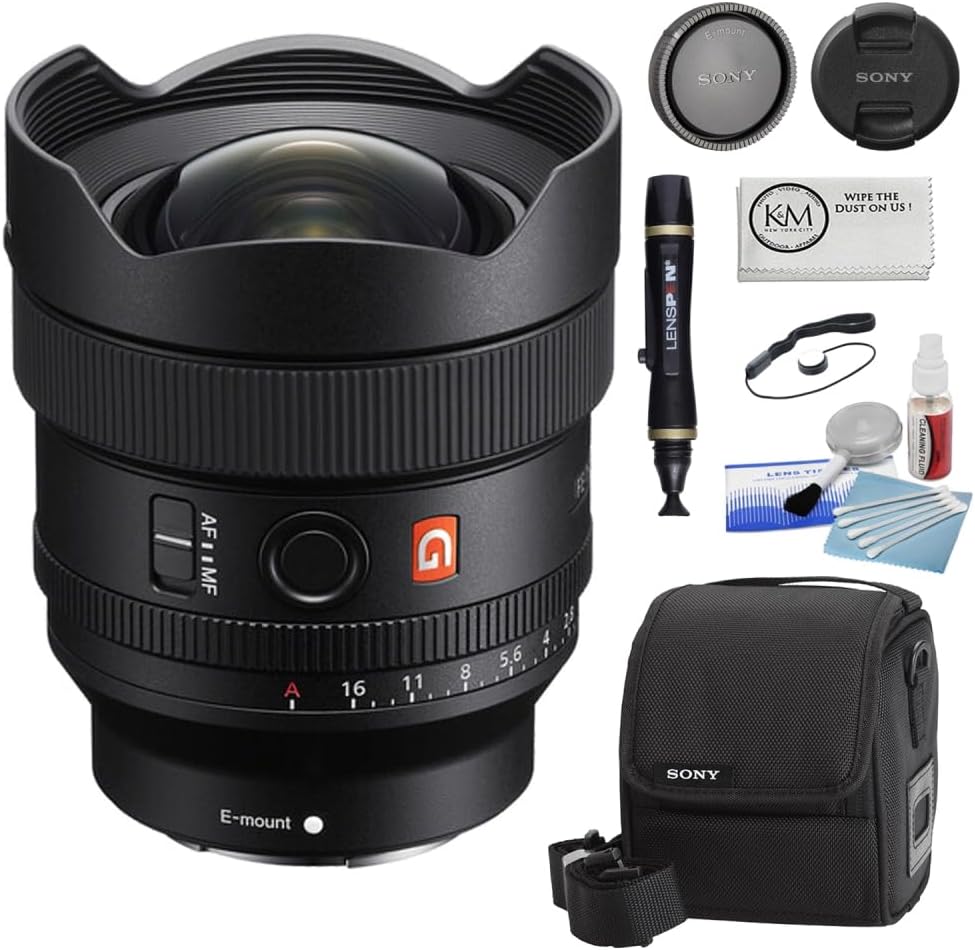Sony FE 14mm f/1.8 GM Lens Bundle with 5-Piece Camera Cleaning Kit + Cleaning Pen + Lens Cap Keeper + Microfiber Cloth (5 Items)