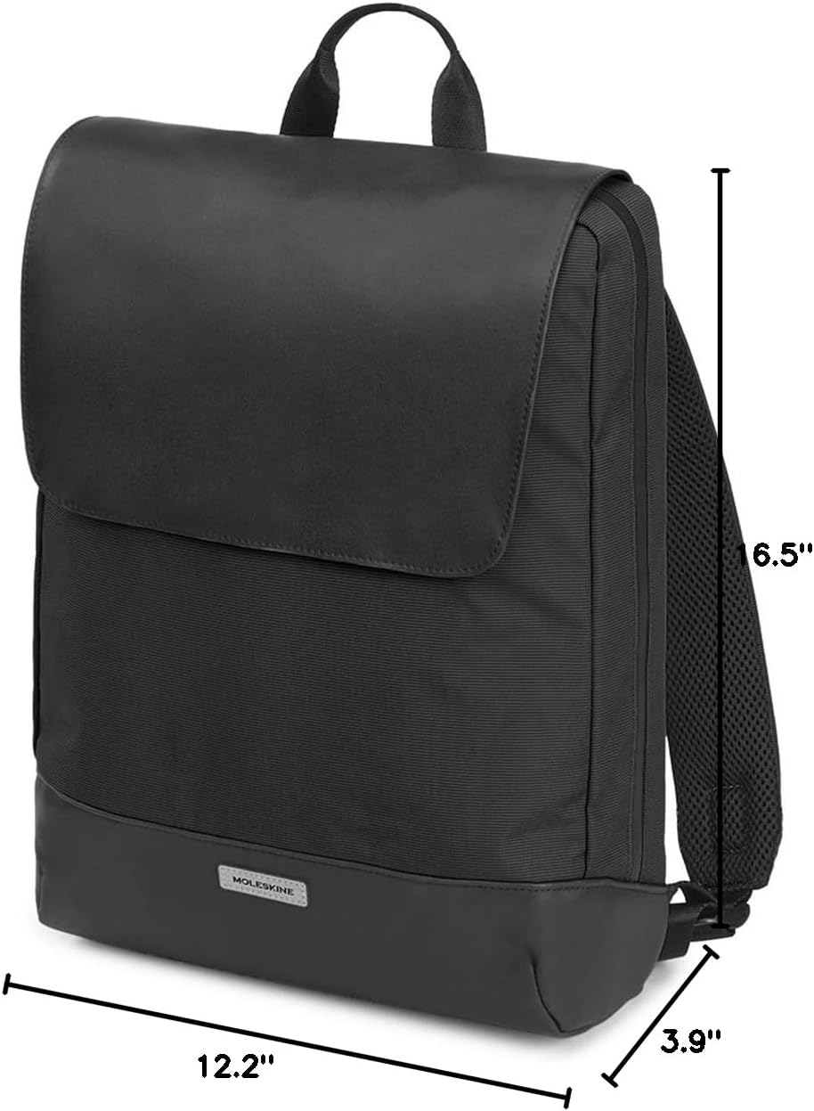 Moleskine Metro Slim Backpack, 15-Inch Laptop Storage, Black