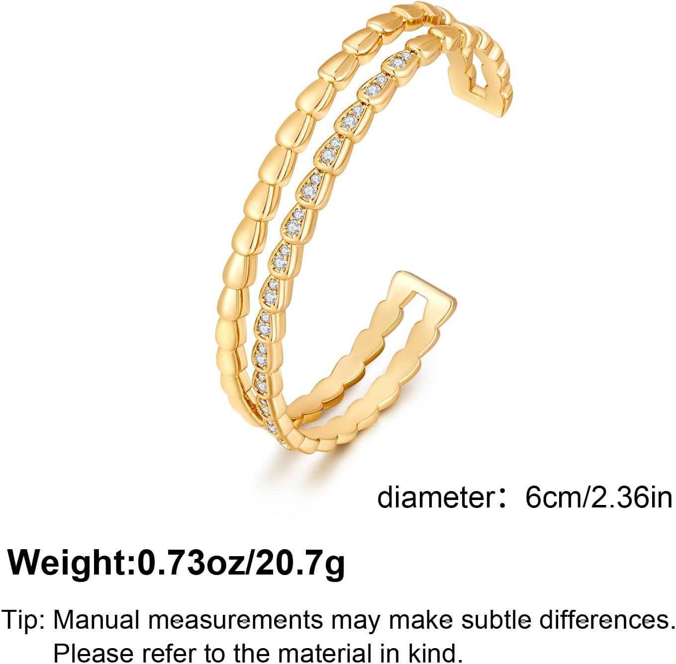 Gold Cuff Bangle Bracelets for Women 14K Gold Plated Adjustable Open Cuff Bracelet Love Heart Cubic Zirconia Bangle Wedding Birthday Trendy Jewelry - Image 6