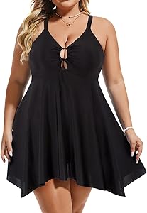 Hanna Nikole レディース プラスサイズ ワンピース水着 ゆったりしたスイムドレス スカート付き水着