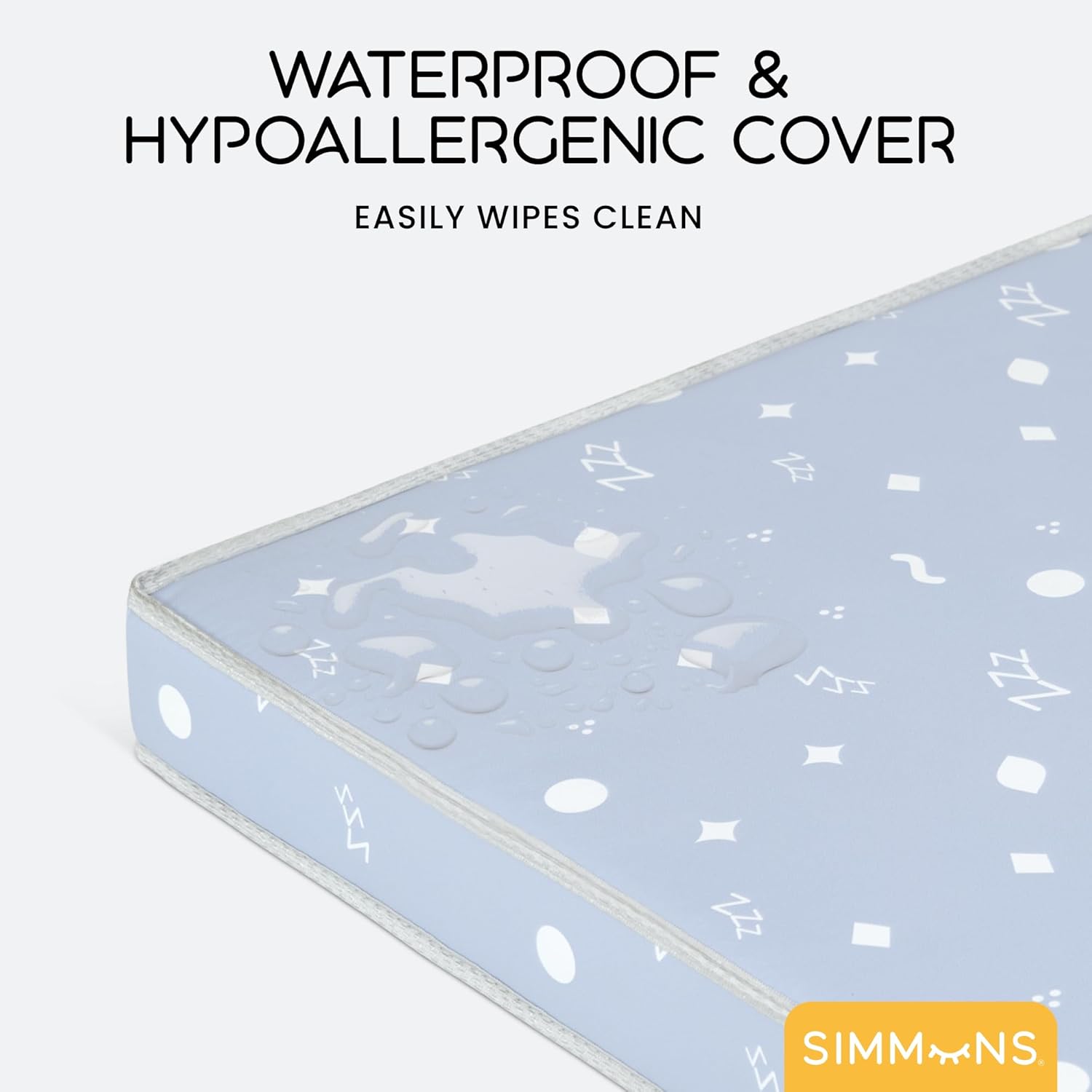 Simmons Kids Soothing Nights 3-inch Mini/Portable Crib Mattress - Sustainably Sourced Fiber Core - Waterproof - GREENGUARD Gold Certified (Non-Toxic) - Trusted 5 Year Warranty