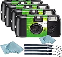 Vista 2 de Cámara desechable Fujifilm QuickSnap Flash 400 de 35mm • Paquete de 4 • 4 correas para la mano • 2 paños de microfibra BluebirdSales, verde, 7033661