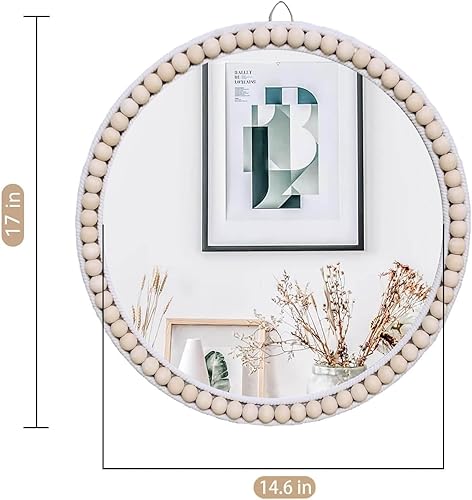 Miniatura 3 de Espejo de guardería de 17 pulgadas, decoración bohemia para guardería, espejo de pared bohemio para granja, sala de estar, dormitorio, decoración de