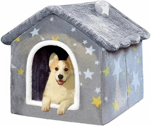 Casa para perros de interior, plegable, suave, cama cálida para gatos, nido para cachorros, cueva con cojín para perros pequeños, medianos y grandes