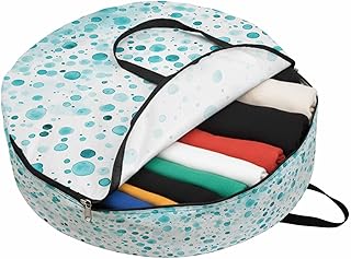 Storage Bag Turquoise Polka Dot Round Storage Totes Bins Closet Organizers with Zippers & Handle Modern Art Clothes Storage Container for Bedroom Dorm Space Saving Packing Supplies Moving Bags
