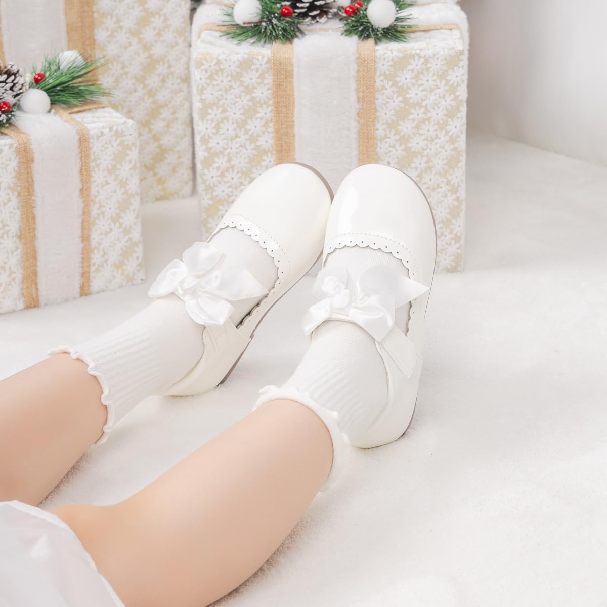 Toddler Girls Mary Jane Dress Shoes Ballet Flats Little Girls Soft Slip-On Bowknot Princess Shoes Wedding Party Casual Walking School Uniform Moccasins Baptism Shoes - Image 2