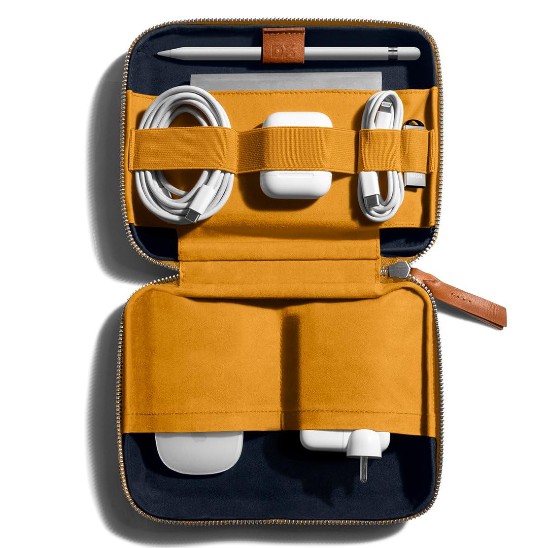 DailyObjects Canvas Large Travel Digital Accessories Storage Bag | Stylish Portable Gadget Organizer Case | Essential | Zippered Tech Kit Organizer Pouch - Yellow-image-36