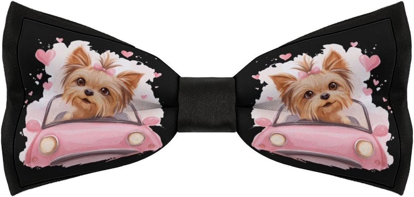 Cute Yorkshire Terrier Novelty Men's Bow Tie Pre-tied Adjustable Bowtie Accessories for Wedding Party