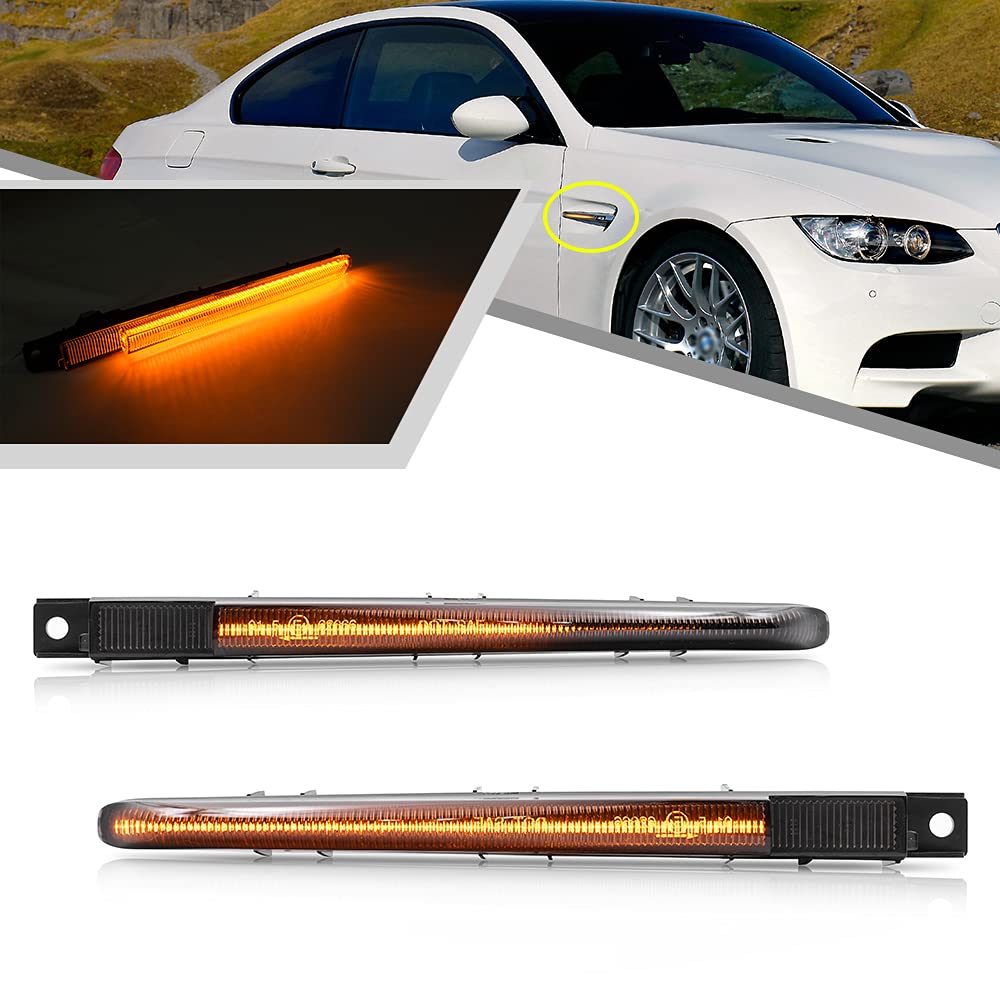 POPMOTORZ LED Dinamiche Indicatori di Direzione, 2 Pezzi LED Frecce Laterali Trasparente con Canbus 4014 SMD